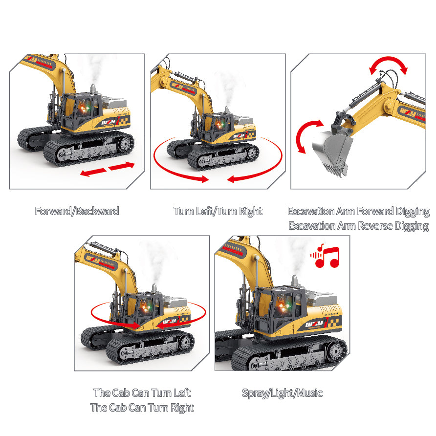 Excavadora de control remoto con tecnología 2.4 GHz